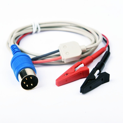 Clips de cocodrilo reutilizables con dos cocodrilos rojos y cable negro del 1.5m