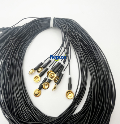 Electrodos EEG de copa reutilizables con revestimiento de oro y cable de 3 m