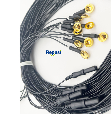 Electrodos EEG de copa reutilizables con revestimiento de oro y cable de 3 m